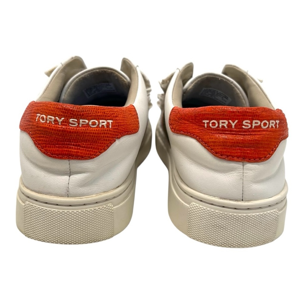 Tory Burch Sport Ruffle White Leather Stripes Sneakers Women’s 6.5 - Picture 6 of 12